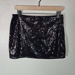 Literature Noir Black Sequin Mini Skirt Size S